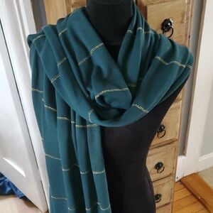 Blank London 100% Wool Scarf Wrap With Gold Stitching